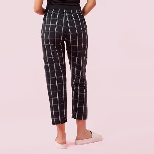 Image of Enamor Mid Rise Full Length Adjustable Drawstring Hangout Pant for Women - Relaxed Fit, Combed Cotton - E4A5