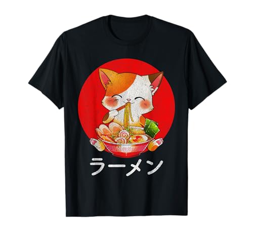 Ramen Cat Kawaii Neko Anime Otaku Gifts Women Girls T-Shirt