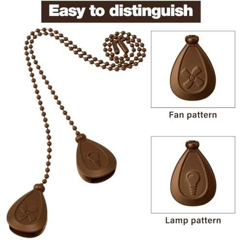Image of Patelai 4 Pieces Ceiling Fan Pull Chain Extender Ornament 12 Inch Ceiling Pull Chain Extension Classic Drop Shaped Pendant Beaded Ball Cord for Fan Light lamp Decorative with Connector (Brown Bronze)