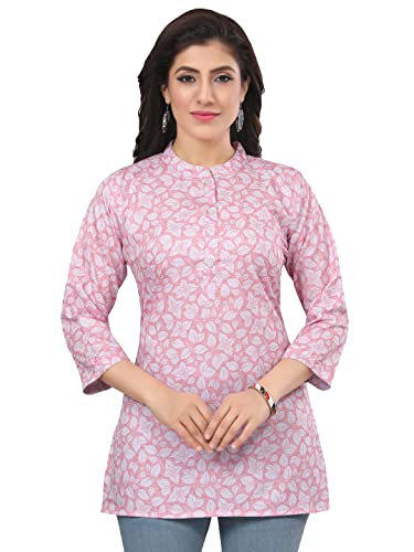 Image of Poly Crepe Printed Short Kurti Tunic Top SS-64
