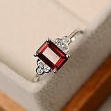 Arenaworld - Anillo de compromiso de plata de ley 925 con piedra de granate de hessonita natural de 6 quilates