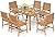PHI VILLA 7 Pieces Acacia Wood Outdoor Dining Set for 6, Teak Large Wooden Table & Chairs with Wicker Seat and Back, Farmhouse Dining Furniture Set for Patio, Deck, Yard, Porch