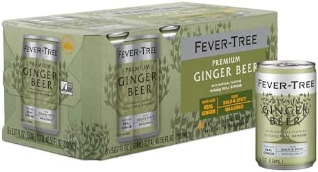 Fever Tree Ginger Beer - Premium Quality Mixer - Refreshing Beverage for Cocktails & Mocktails. Naturally Sourced Ingredients, No Artificial Sweeteners or Colors - 150 ML Cans - Pack of 8