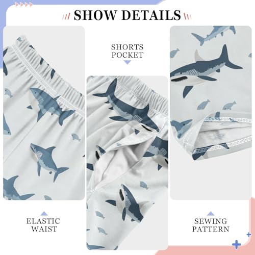 Boys' Pants Ocean Small Sharks Blue Long Bottoms Jogger Pants Elastic Waist Trousers with Pockets S-XL4