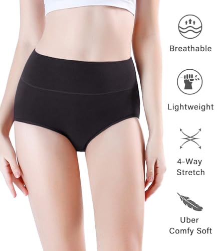 Image of wirarpa Women's Modal Underwear Soft High Waist Briefs Ladies Panties 4 Pack (Regular & Plus Size)