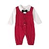 Lito Angels Costume de Gentleman Body de Smoking Barboteuse avec Nœud Papillon pour Bebe Garçon Taille 3 à 24 Mois, Bleu Marine/Rouge
