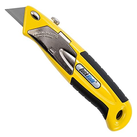 Pacific Handy Cutter QBA375 Autoloading Utility Knife, Automatic Blade Changing, with 5 Additional Blades , Yellow Cover