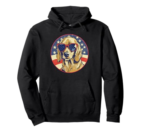 Golden Retriever t Golden Retriever Regalo Bandera de Estados Unidos Sudadera con Capucha