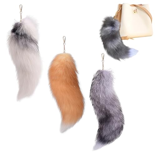 Queue de renard Therian suspendue et porte-clés moelleux femme