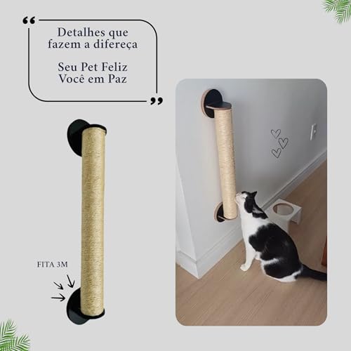 Kit Arranhador Parede para Gatos Carpete Sisal Poste Torre Brinquedo de Gato Filhotes Sem furar Pare