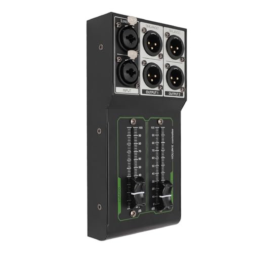 Controlador de Volumen Pasivo, Caja de Control de Volumen para Estudio, Controlador Estéreo 1 entrada y 2 salidas sin pérdidas con Fader Extendido de 70 mm para Estudio y Sistema de Sonido Doméstico, Plug and Play miniatura 7