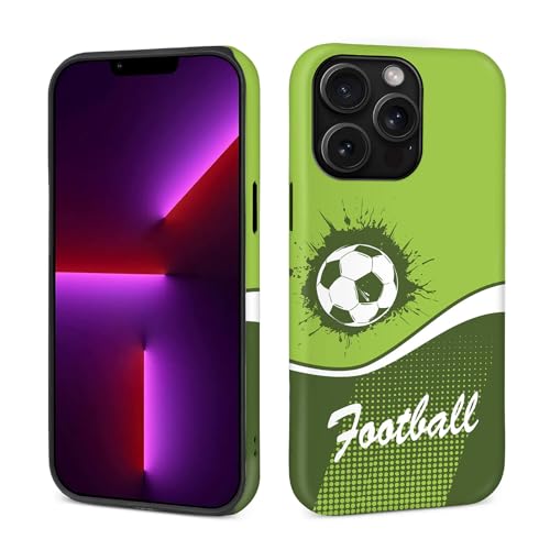 yicomon Compatible with iPhone 13 Pro Case, Football Green Pattern Print Matte Phone Case Durable Fashion Funny Liquid Silicone Case Soft Anti-Scratch Shockproof Protective Cover