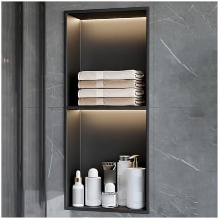 Niche de douche inox haut de gamme étanche noire 70 cm au design minimaliste