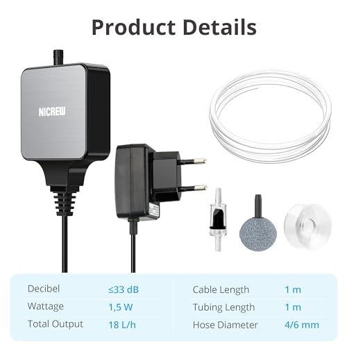 Aquarium Luftpumpe NICREW Mini Silent für Nano Aquarien