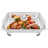 TOGEVAL Edelstahl Buffet Speisenbehälter mit Deckel Abnehmbaren Füßen und Polierter Oberfläche Abgedecktes Serviertablett für Restaurants Partys und Küchengebrauch