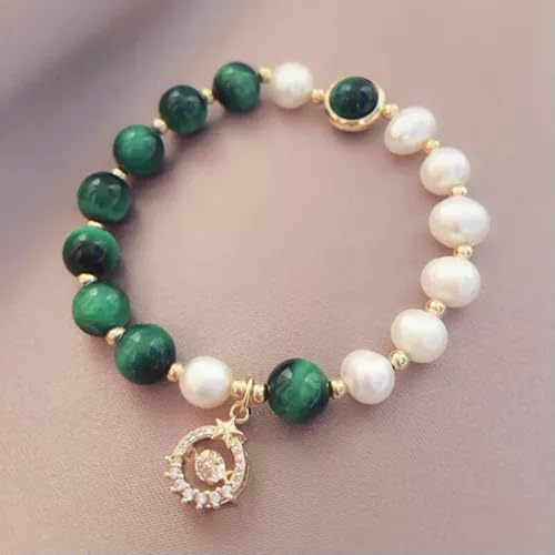 Bracelet de perles rose rouge avec pendentif en cristal pour femme par YDYDTTKD
