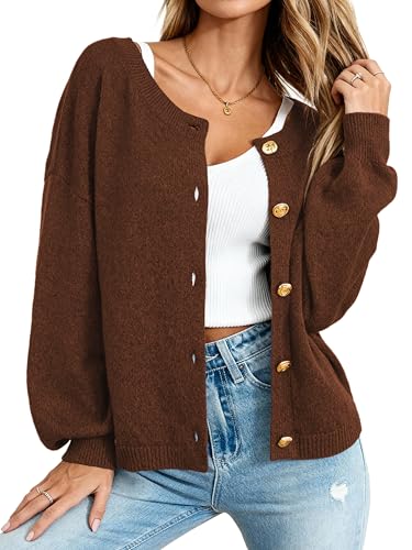 brown button-front cardigan sweater