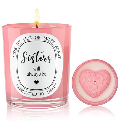 Sister Birthday Gifts - Lavender Scented Candle for Women Mothers Day Christmas Sisters Gifts from Sister Big Sister Brother - Side by Side or Miles Apart Sisters Natural Soy Wax 6 oz