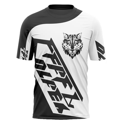 FFFF & OLFEH Herren Kurzarm Downhill Jersey Mountainbike MTB Top,Radfahren Jersey Herren Mountainbike Motocross Jersey MTB T-Shirt (PN1,XL)