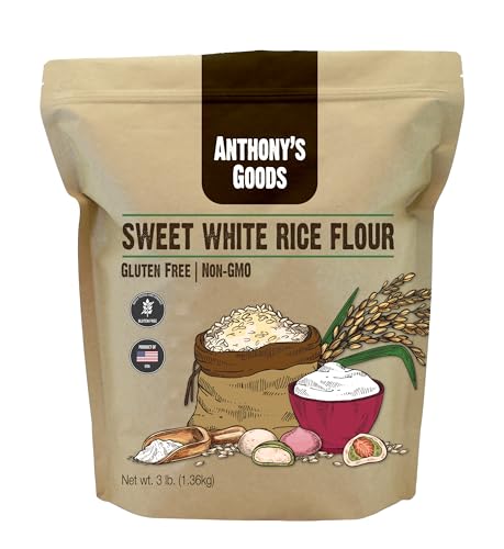 Anthonys Sweet White Rice Flour, 3 lb, Glutinous Rice Flour, Gluten Free, Non GMO, Product of the USA