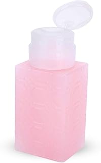 Makeup Remover Bottle, Nail Polish Remover Pump Dispensers, Refillable Empty Push Down Pump Dispenser Bottle Portable for Salon Nail Art Polish Makeup Remover Lotion Container (square pink)