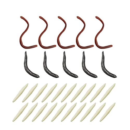 Balacoo 30 Pieces Fake Earthworm, Soft Stretchy Rubber Fake Worms, Realistic Plastic Toy Earthworm Worm Farm for Halloween April Fool's Day Party Decoration