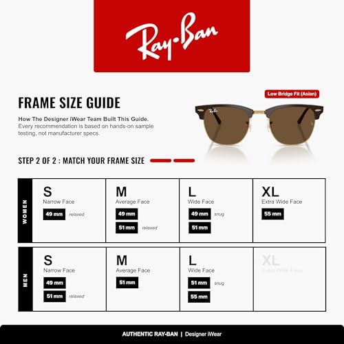 Image of Ray-Ban RB3016F Clubmaster Low Bridge Fit Square Sunglasses for Men for Women