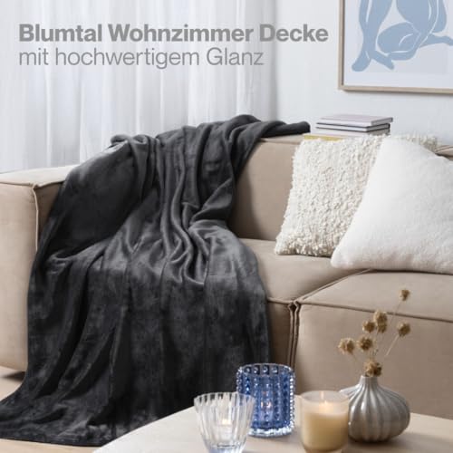 Blumtal Fleecedecke 270x230 cm - Oeko-TEX zertifizierte Kuscheldecke - Wohndecke 270x230 cm - Decke Couch als Wohn- & Kuscheldecke… – Ansicht 6
