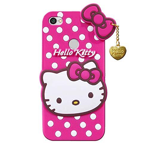 Image of Unirock Hello Kitty Back Case Cover for Redmi Y1| 3D Cute Hello Kitty Case |Soft Silicone Rubber Back Cover with Pendant Kitty Cover for Redmi Y1 (Pink)