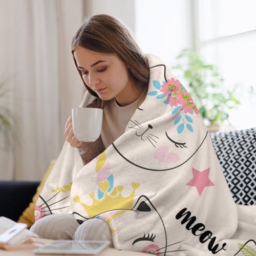 Couverture polaire chat licorne contre le froid sur canape et lit - 7