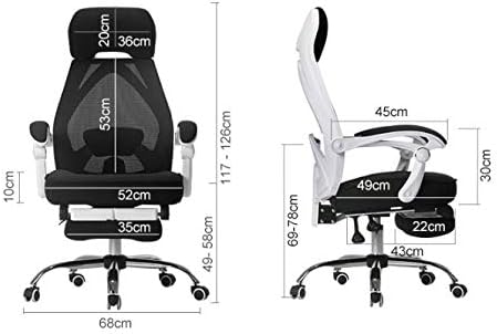 Miniatura 2 de Silla de oficina de malla transpirable con soporte lumbar ergonómico ajustable, silla de escritorio giratoria negra con reposabrazos y reposacabezas