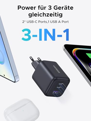 UGREEN 45W USB C Ladegerät 3-Port PPS Schnellladegerät 30W PD Netzteil GaN Charger Adapter kompatibel mit Galaxy S25 Ultra, S24, iPhone 17 Pro Max, MacBook Air, iPad, Tab A8, Pixel 9, HomePod – Bild 4