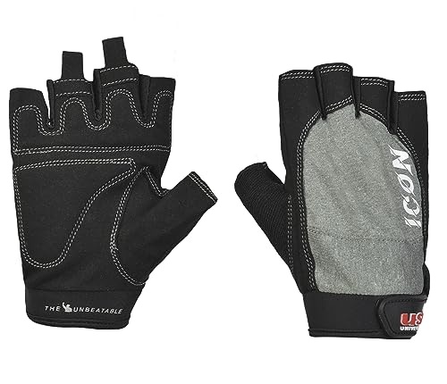 Image of USI UNIVERSAL Gym Gloves, 733IG Icon Fitness Gloves For Men & Women, Workout Powerlifting Gloves, Microfiber, Polyester, Elastane & Foam Construction Weight Lifting Gloves (Medium, Grey)