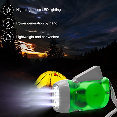 Image of Mudder 24 Pack Hand Crank Flashlight No Battery Emergency Flashlight, Self Powered Portable Light Dynamo Torch for Survival Kit Outdoor Hiking Emergency(Green, Grey, Blue, Red)