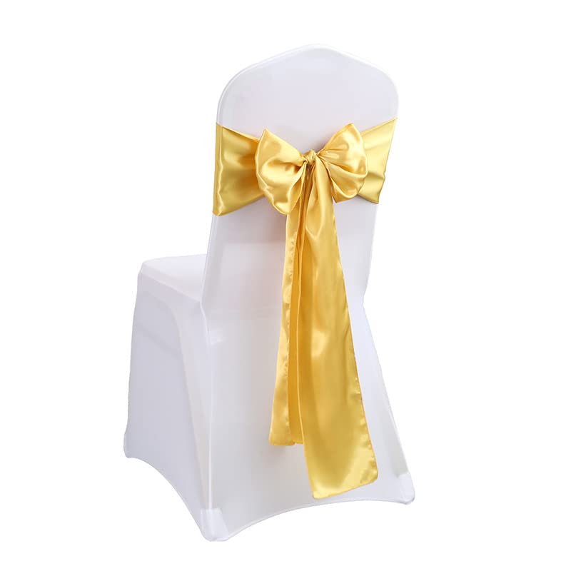 10 pezzi Coprisedie Coprisedie Arco nuziale Decorazione Nodi Eventi Forniture matrimoniali Banchetto Decorazione posteriore Fiocco floreale Nastro Cintura in raso-,10 pezzi