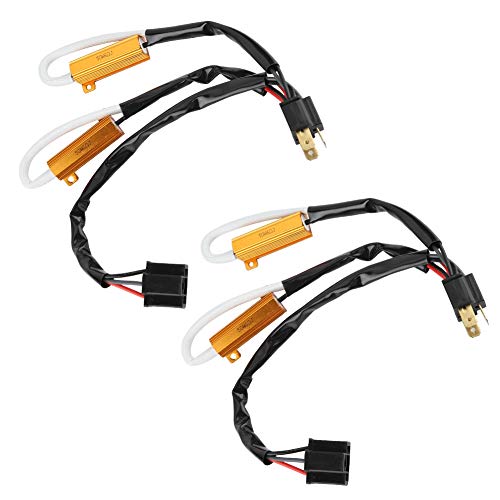 Yctze Resistenza di carico del decodificatore LED 2 pezzi, cablaggio lampeggiante Decodificatore Decoder Resistenza per LED Blocchi fari anteriori auto per errore lampeggiante faro auto 12V per H4