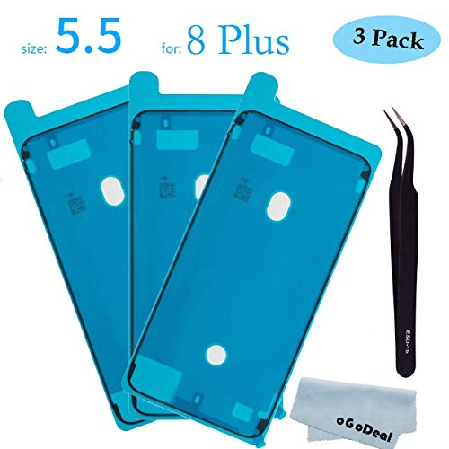 oGoDeal Screen Adhesive Strips Pre-Cut Waterproof Seals for iPhone 8 Plus, Water Liquid Damage Repair Adhesive Replacement 3Pack (Black)