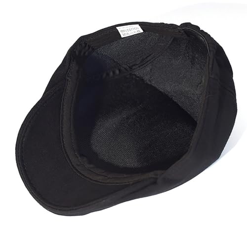 Men's Newsboy Cap Ivy Flat Cap Vintage Driver Hat Classic Irish Walking Cap Black