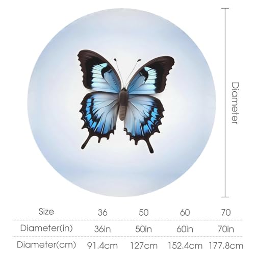 Nappe ronde papillon bleu lavable et résistante en polyester - 3