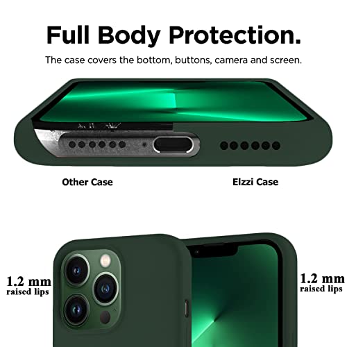 Image of VONZEE Microfiber Logo Cut Cover Compatible for iPhone 13 Pro Case Cushion Liquid Soft Silicone Gel Rubber Cases Non-Slip Full Body Protective Shockproof Back Cover 6.1 inch, Forest Green