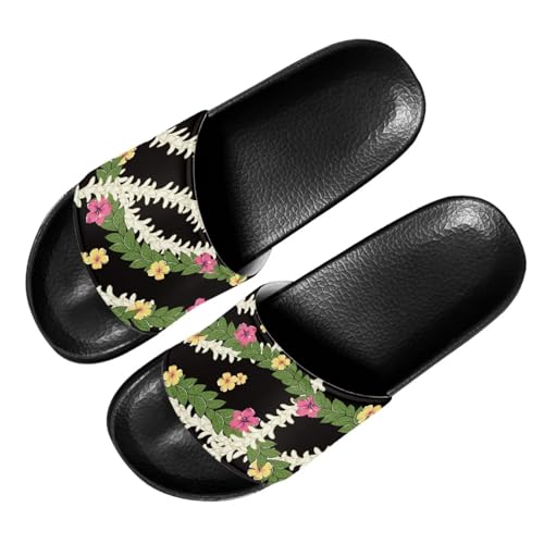 Image of Women's Slides Size 10 Non-slip Flower Women's Sandals for Beach Lightweight Open Toe Adults Pool Slides Outdoor Summer Footwear