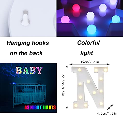 Image of LED Marquee Letter Lights, 18 Colors Changing Light Up Letters with Remote, RGB Alphabet Letters Sign for Girls Boys Gift Birthday Party Night Light Bedroom Wedding Christmas Decor-Colorful N