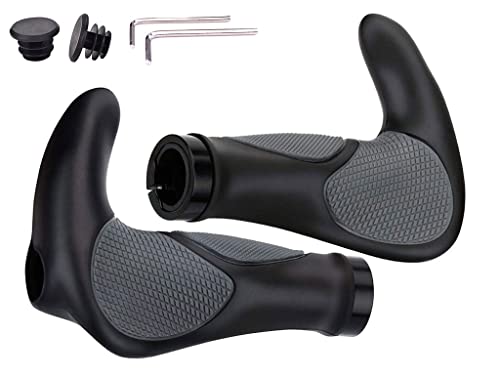 Hitopin Gummi Horn Fahrradgriffe Rutschfester Fahrrad Griffe MTB Fahrradlenker Ergonomische wasserdichte Fahrradgriffe für E-Bike, Trekkingrad, Mountainbike, Tourenrad (Schwarz, 1Paar)