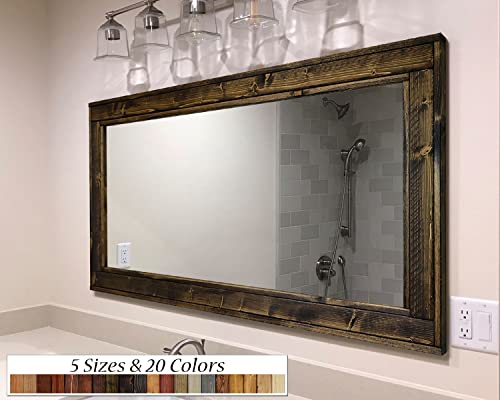 Herringbone Reclaimed Wood Framed Mirror, Available In 5 Sizes And 20 Stain Colors: Shown In Dark Walnut - Large Wall Mirror - Rustic Modern Home - Home Decor - Housewares #TOP7