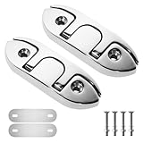 SCANDIRAIL Boat Dock Cleat, 4.5 inch Marine Grade 316 Stainless Steel Folding Cleats Rope Cleat Flip Up Dock Cleat for Boat Kayak with Fastener (2 Pack, 4-1/2 inch)