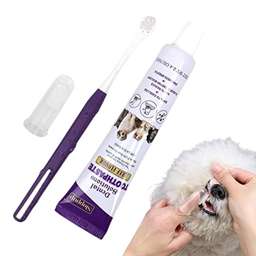 dentes para cães - Kit cuidado oral natural com sabor carne para cães,Limpeza dentes cachorro contém