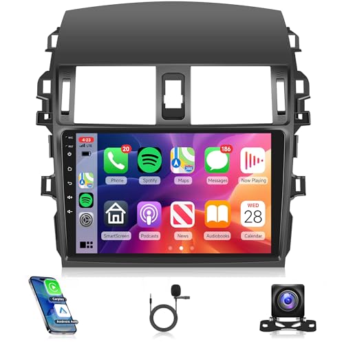 2G+64G Car Radio Carplay for Toyota Corolla 2009 2010 2011 2012 2013, Rimoody Android Car Stereo Android auto GPS WiFi 9’’ Touch Screen BT/FM HiFi Mirror Link RCA USB SWC Backup Camera
