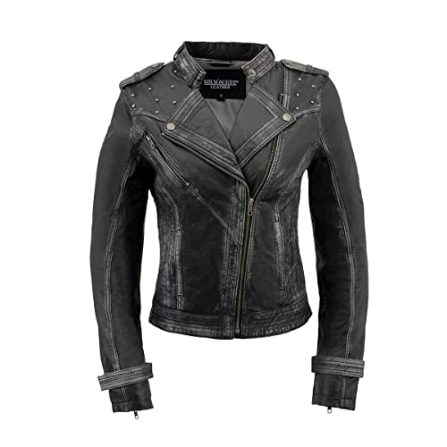 Milwaukee Leather Sfl2840 Women's Maiden Black Premium Sheepskin Motorcycle Fashion Leather Jacket With Studs - Large #TOP5