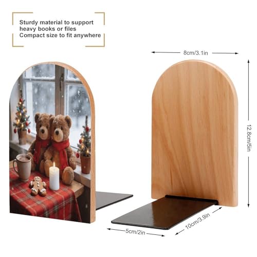 Sujetalibros resistente Christmas Joy de madera con base antideslizante moderna 3
