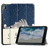 SATURCASE Case For Nokia T10, PU Leather Flip Foldable Folio Stand